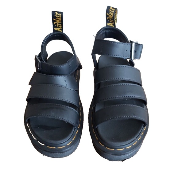 Dr Martens Blaire Platform Sandals Womens 9 Black Chunky Strappy Leather Grunge - Picture 2 of 14